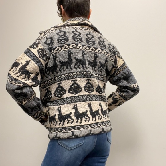 Peruvian Huancayo Alpaca Wool Knitted Cardigan Button Down Jacket Size Small - Picture 7 of 15